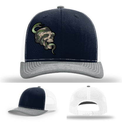 Serpent Skull Hat | Full-Color Leather Patch Snake & Skull Design