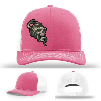 Serpent Skull Hat | Full-Color Leather Patch Snake & Skull Design