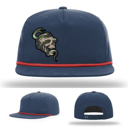 Serpent Skull Hat | Full-Color Leather Patch Snake & Skull Design