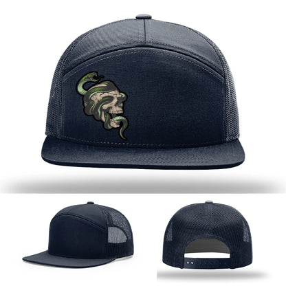 Serpent Skull Hat | Full-Color Leather Patch Snake & Skull Design