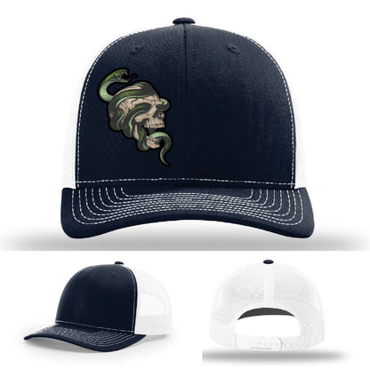 Serpent Skull Hat | Full-Color Leather Patch Snake & Skull Design