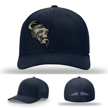 Serpent Skull Hat | Full-Color Leather Patch Snake & Skull Design