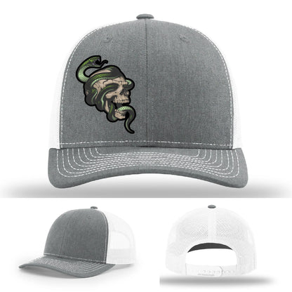Serpent Skull Hat | Full-Color Leather Patch Snake & Skull Design