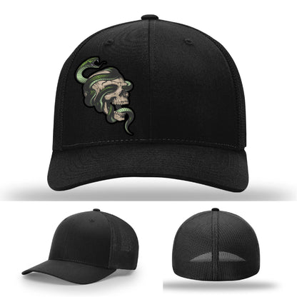 Serpent Skull Hat | Full-Color Leather Patch Snake & Skull Design