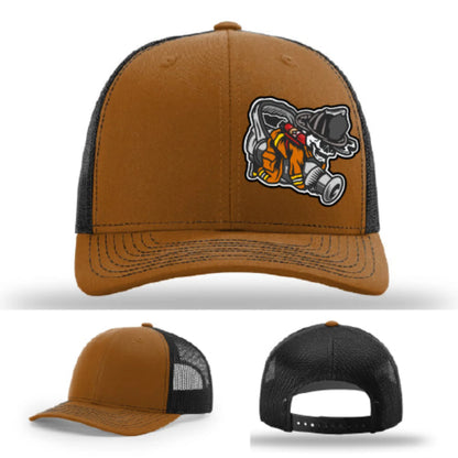 Straight Stream Psycho Hat | Firefighter Leather Patch Design