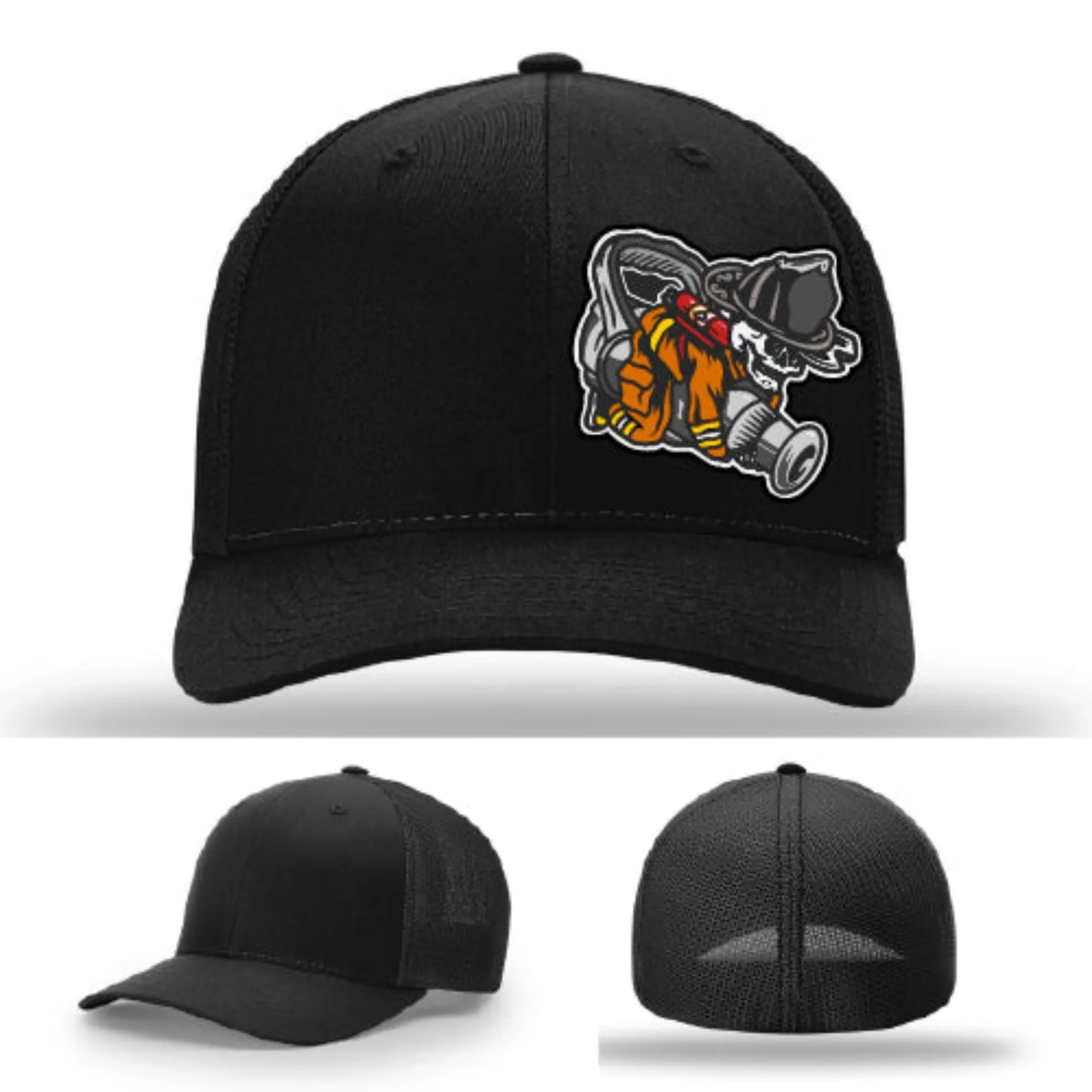 Straight Stream Psycho Hat | Firefighter Leather Patch Design
