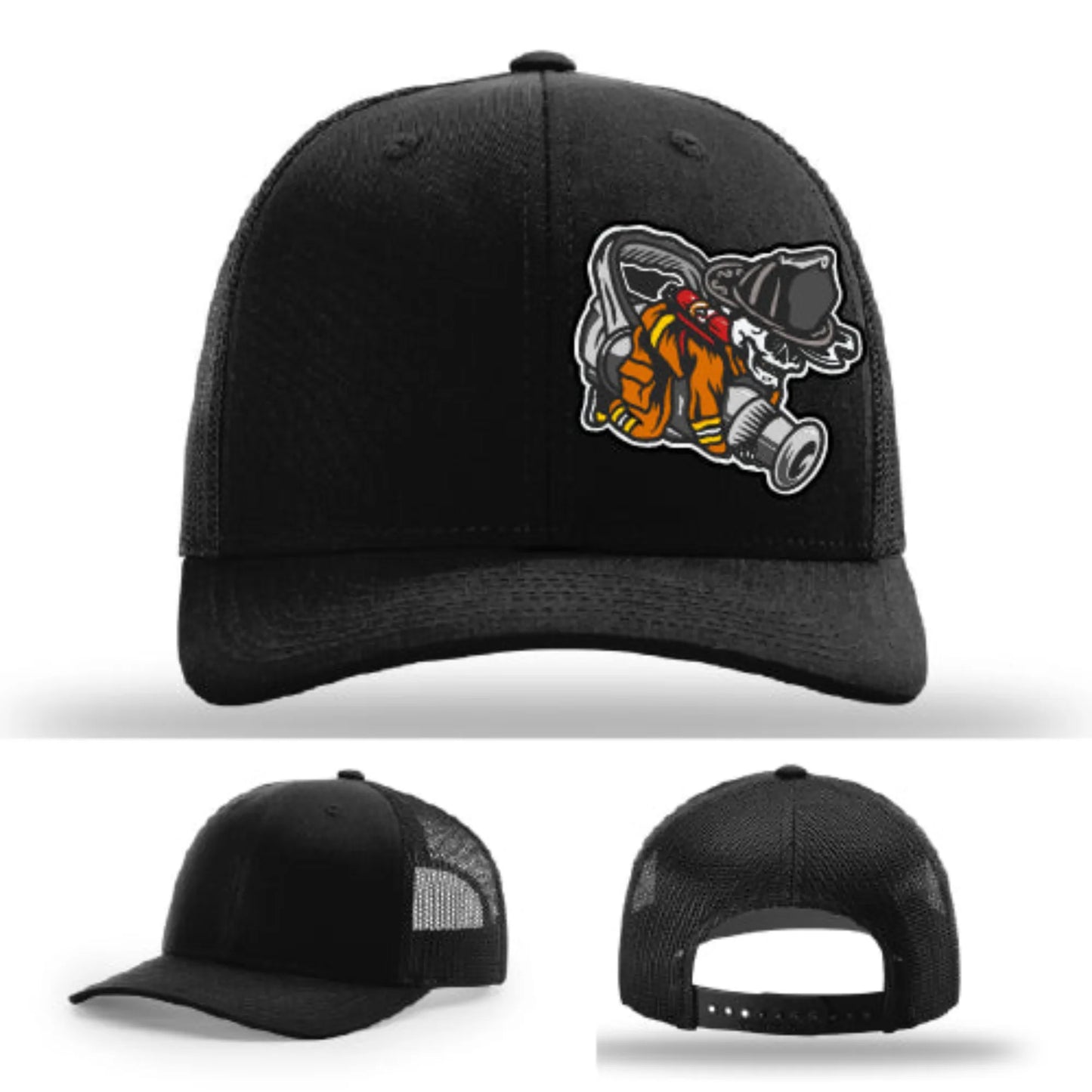 Straight Stream Psycho Hat | Firefighter Leather Patch Design