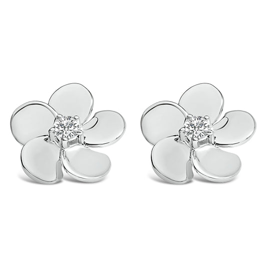 10K White Gold 1/3 Cttw Lab Grown Diamond Flower Petal Stud Earrings