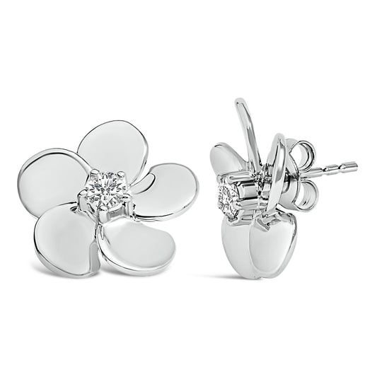 10K White Gold 1/3 Cttw Lab Grown Diamond Flower Petal Stud Earrings