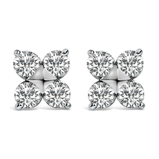 10K White Gold 1/2 Cttw Lab Grown Diamond Snowflake Stud Earrings