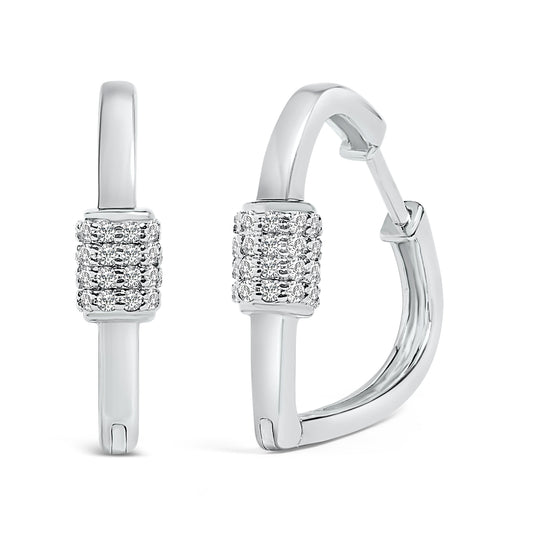 10K White Gold 3/8 Cttw Lab Grown Diamond Heart Shaped Huggie Hoop Earrings