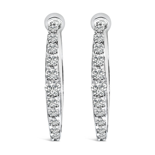 10K White Gold 1/4 Cttw Lab Grown Diamond Heart Shaped Huggy Hoop Earrings