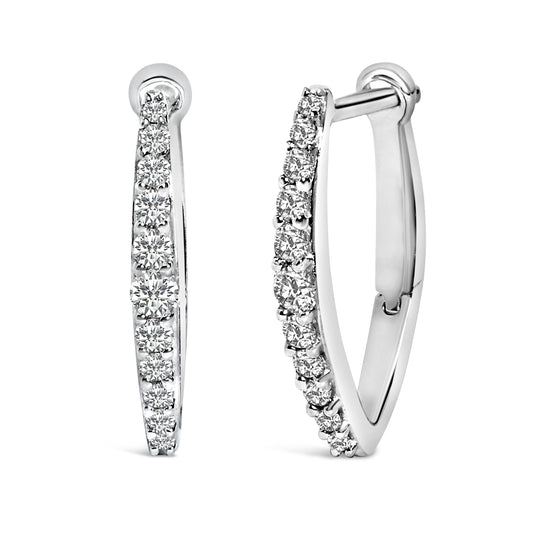 10K White Gold 1/4 Cttw Lab Grown Diamond Heart Shaped Huggy Hoop Earrings