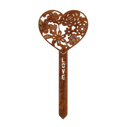 Corten Steel Love Heart Garden Stake