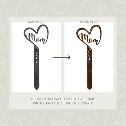 Corten Steel Mom Garden Stake