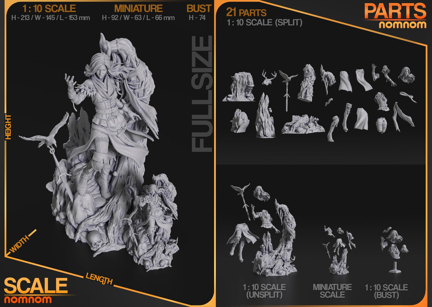 Yennefer - Witcher - 75mm, 1:10 Scale, Bust