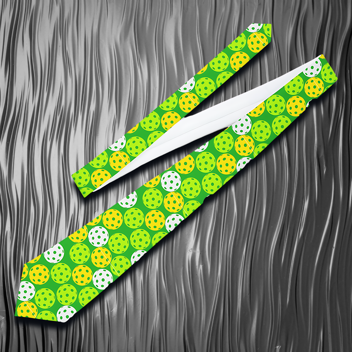 "DirkyThreadz Pickleball Passion Necktie - Vibrant Green Design for Sports Lovers"