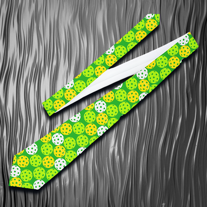 "DirkyThreadz Pickleball Passion Necktie - Vibrant Green Design for Sports Lovers"