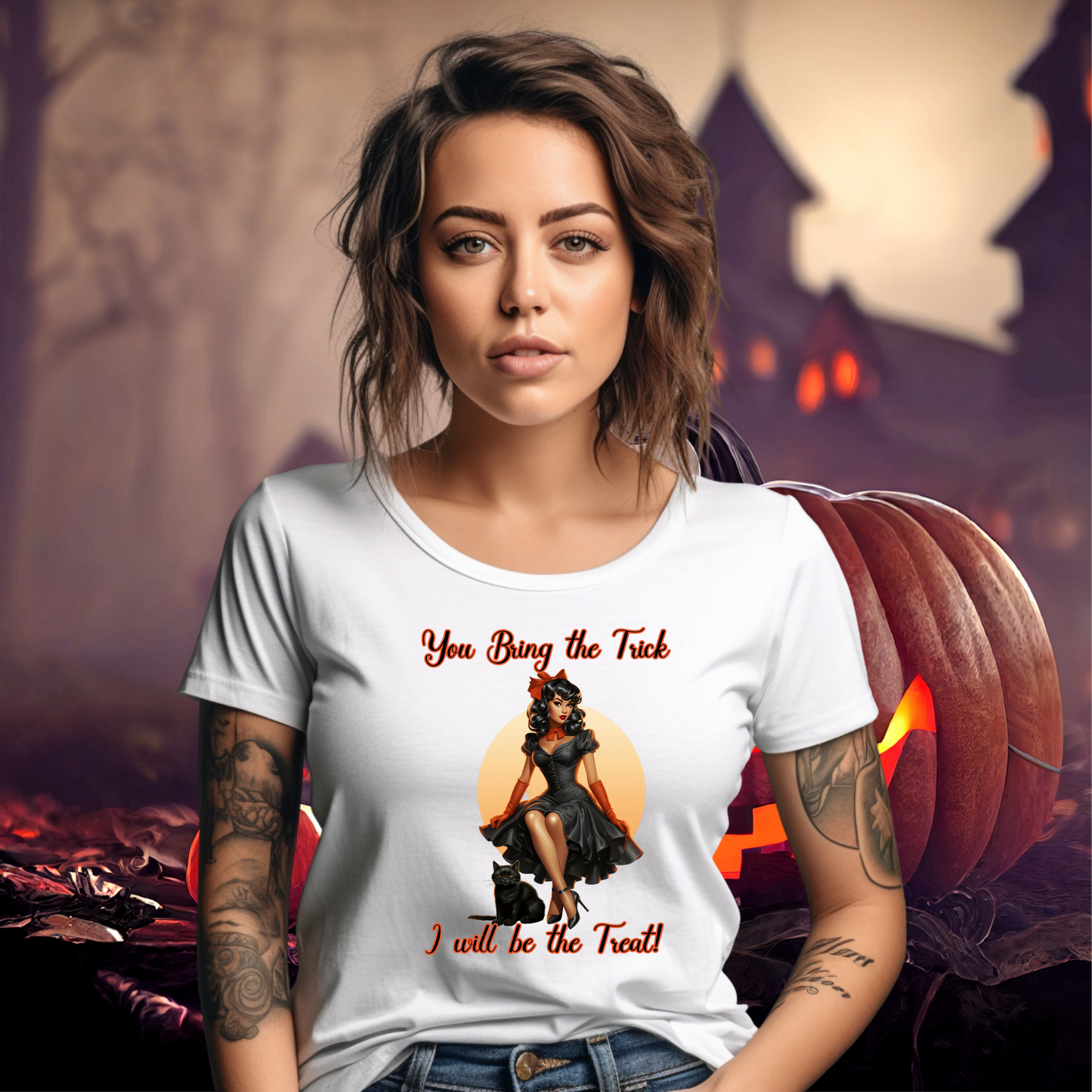 You Bring The trick I will be the treat Halloween Unisex Jersey Short Sleeve Tee Gifts for her