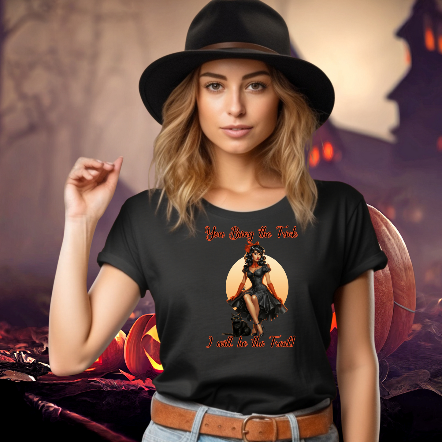 You Bring The trick I will be the treat Halloween Unisex Jersey Short Sleeve Tee Gifts for her