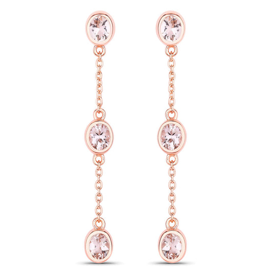 1.62 Carat Genuine Morganite .925 Sterling Silver Earrings