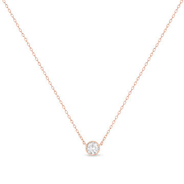 .925 Sterling Silver 1/2 Cttw Diamond Bezel 18" Pendant Necklace (I-J Color, I2-I3 Clarity)