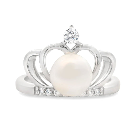 FW Pearl Cubic Zirconium Ring Sterling Silver