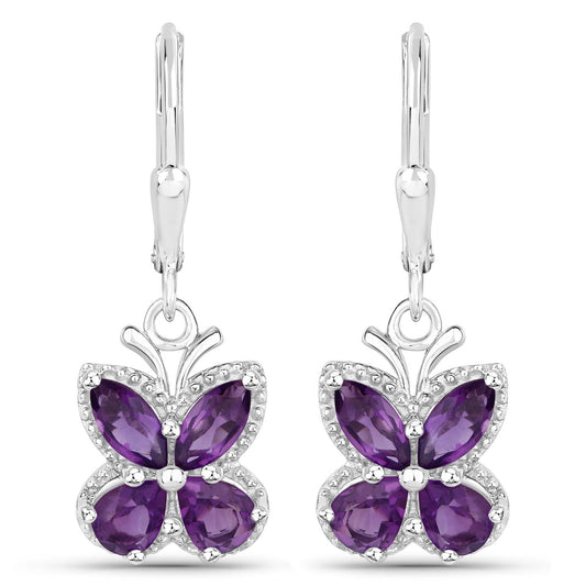 2.12 Carat Genuine Amethyst .925 Sterling Silver Earrings