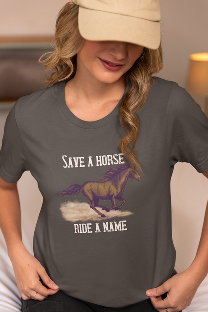 Save a Horse, Ride a [Custom Name] - Unisex Jersey Short Sleeve Tee
