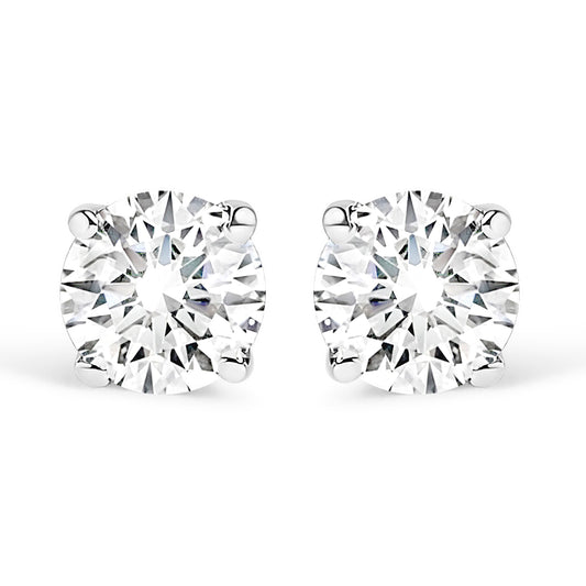 .925 Sterling Silver 1/2 Cttw Round Brilliant-Cut Lab Grown Diamond Classic 4-Prong Stud Earrings (F-G Color, VS1-VS2 Clarity)