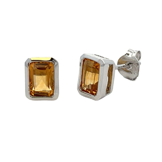 1.08ct Citrine Stud Earrings 10KT White Gold