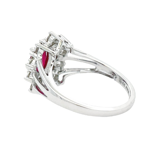 1.65ct Ruby Diamond Ring 14KT White Gold