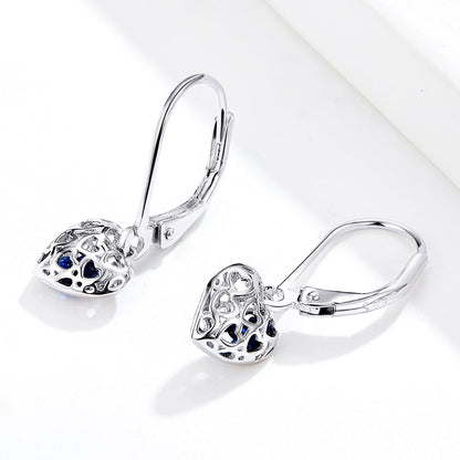925 Sterling Silver Earrings with CZ and Platinum Plating, 2.3*0.8 cm