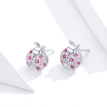 925 Sterling Silver Earrings with Pavé Setting CZ 1x0.9cm for Women