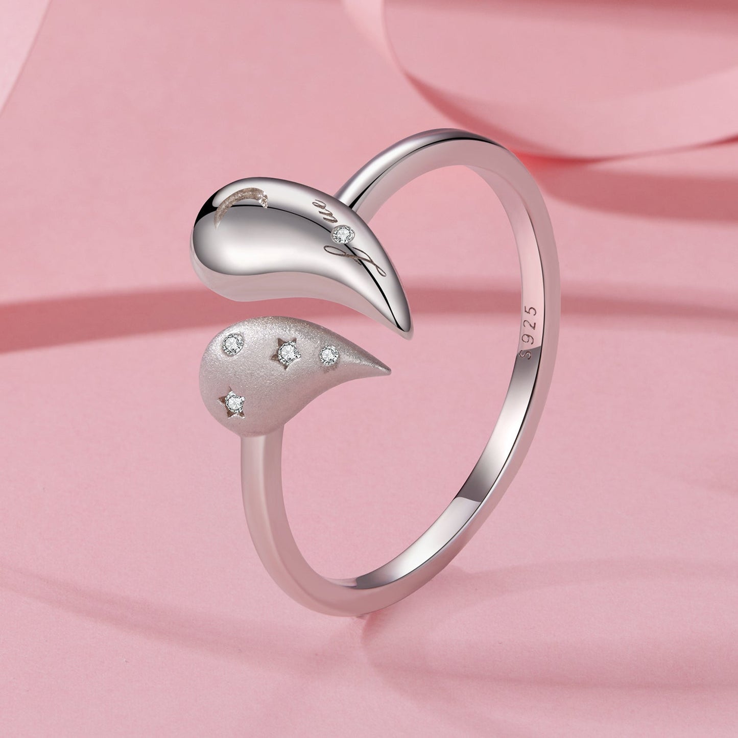925 Sterling Silver 1.1cm White Gold Plated CZ Pendant Ring