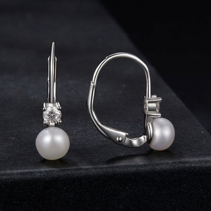 925 Sterling Silver & Moissanite 0.30 Carat Earring with Freshwater Pearl for Women