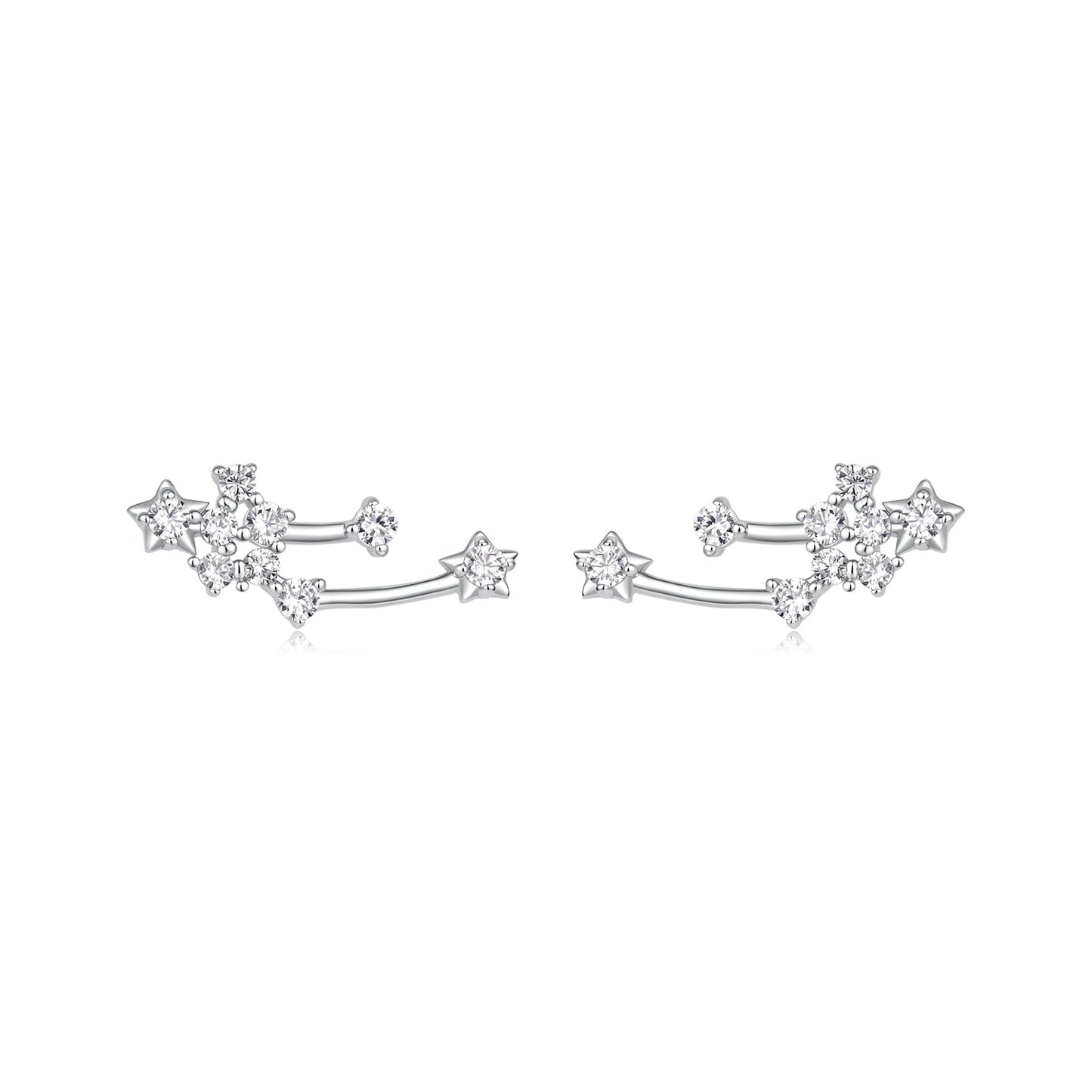 925 Sterling Silver & Brass White Gold Plated Earrings with CZ for Women