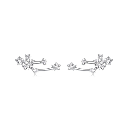 925 Sterling Silver & Brass White Gold Plated Earrings with CZ for Women