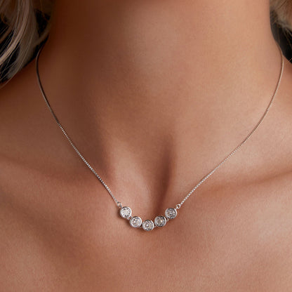 925 Sterling Silver 4mm Moissanite Plated Platinum Necklace for Women