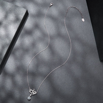 925 Sterling Silver Moissanite 0.50 Carat Necklace with CZ Pavé Setting in White Gold, 40+5cm for Women