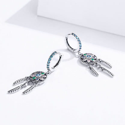 925 Sterling Silver Oxidized Silver Pavé CZ Earrings for Women, Size: 4*1 cm