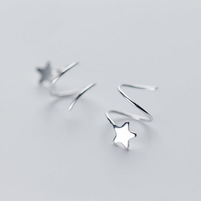 925 Sterling Silver Pentagram Earrings