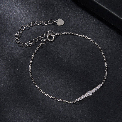 925 Sterling Silver Moissanite Bracelet for Women, Plated White Gold, 15+6cm