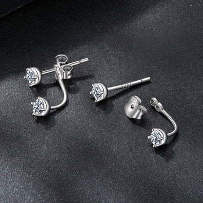 925 Sterling Silver White Gold Plated Moissanite Earrings 0.1 Carat for Women