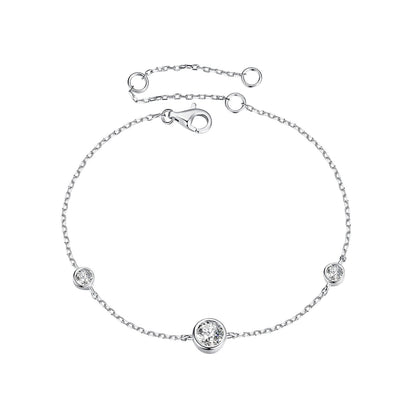 925 Sterling Silver 5mm Moissanite & 3mm Moissanite Bracelet for Women