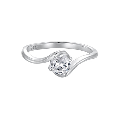 925 Sterling Silver 5mm Moissanite Ring for Women