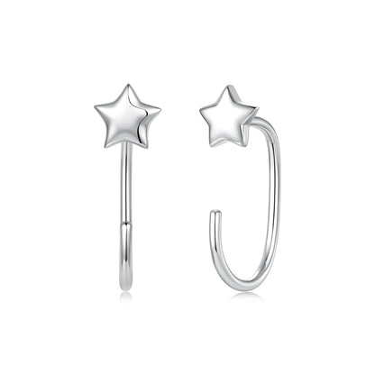 925 Sterling Silver Brass Earrings with White Gold Plating 1.4cm for Women