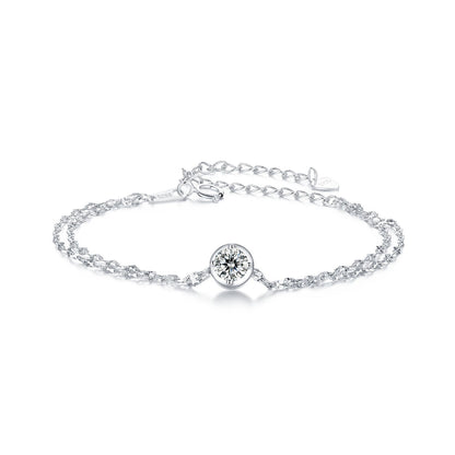 925 Sterling Silver 0.50 Carat Moissanite Bracelet for Women - 15+6cm - Plated White Gold