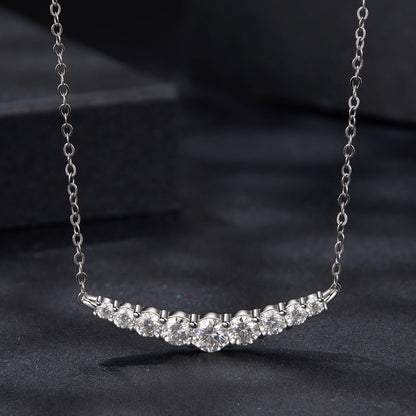 925 Sterling Silver 38+5cm White Gold Plated Moissanite Necklace for Women
