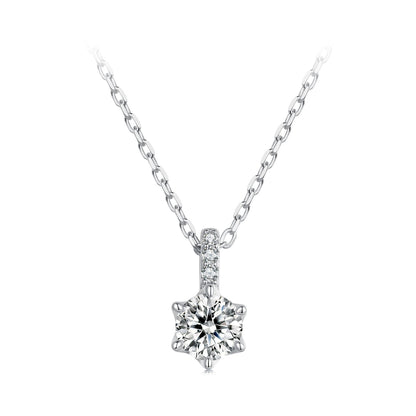 925 Sterling Silver Moissanite Plated Platinum Necklace for Women, 6.5mm, Style L, 400mm Length